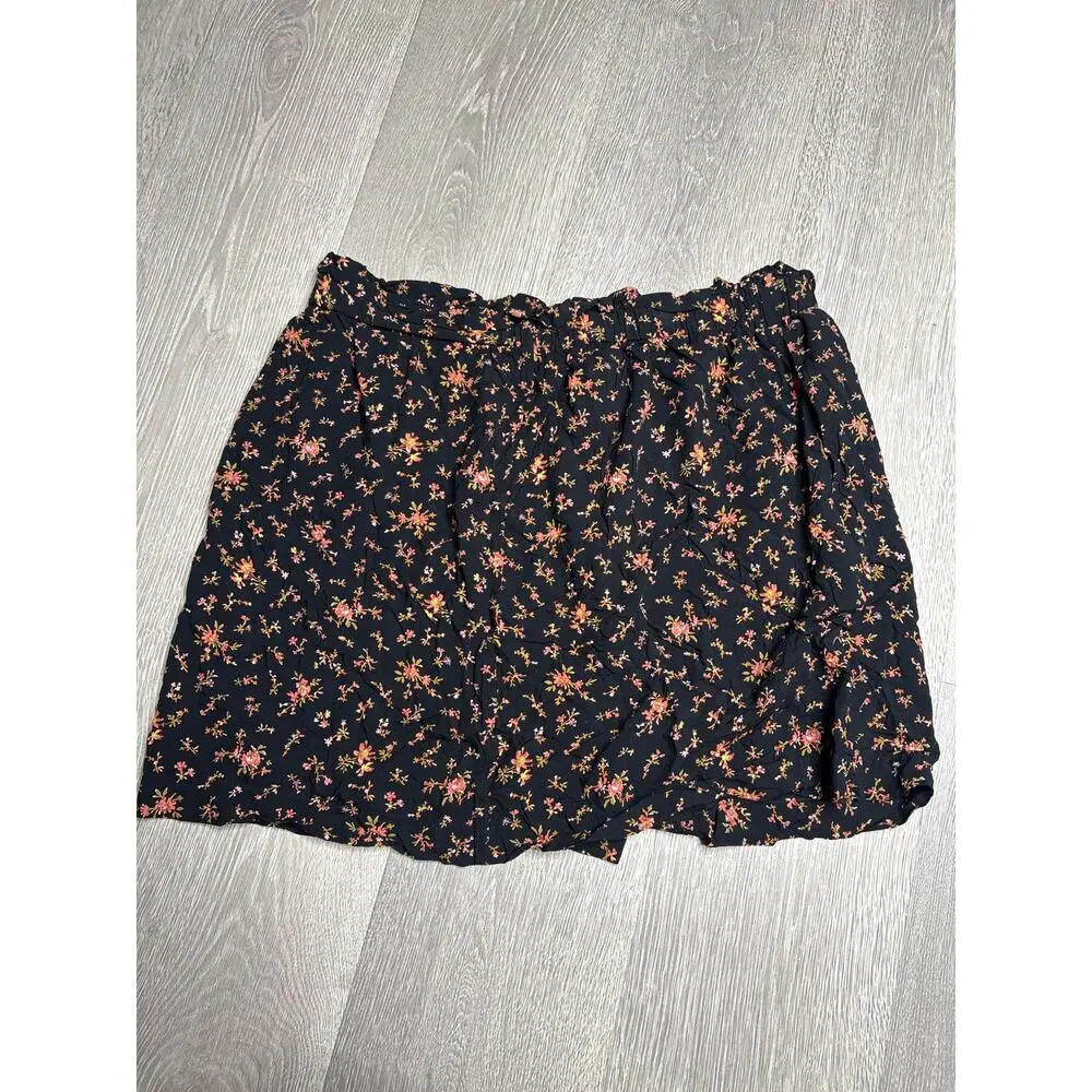 Madewell Floral Paperbag Button Up Mini Skirt XL Black Cottagecore - Picture 5 of 5